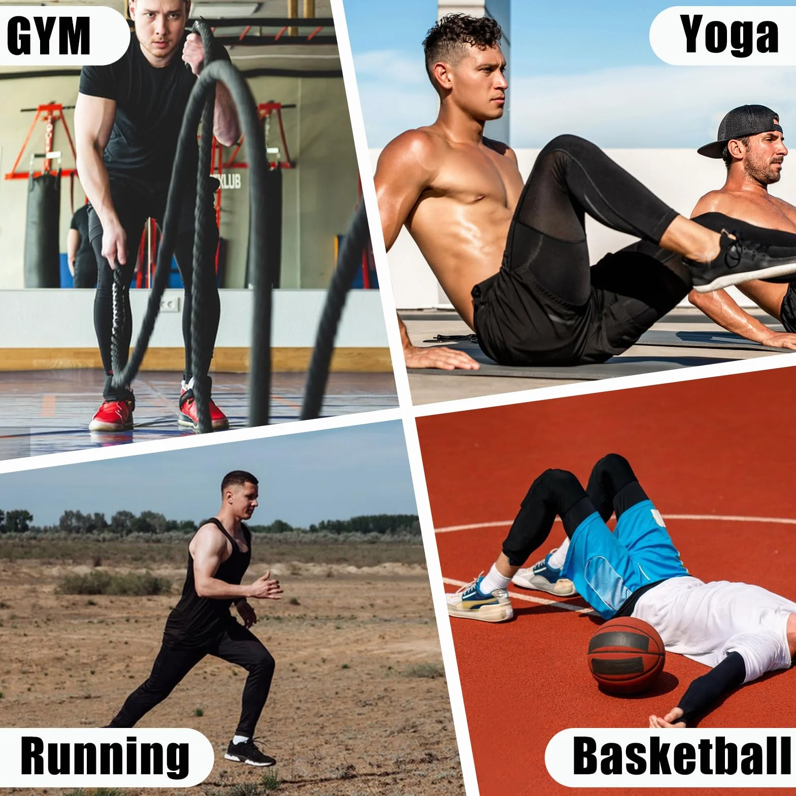 HYCOPROT Męskie Spodnie Kompresyjne - Legginsy do Biegania, Treningu, Koszykówki i Jogi - Sportowe Spodnie Kompresyjne dla Mężczyzn