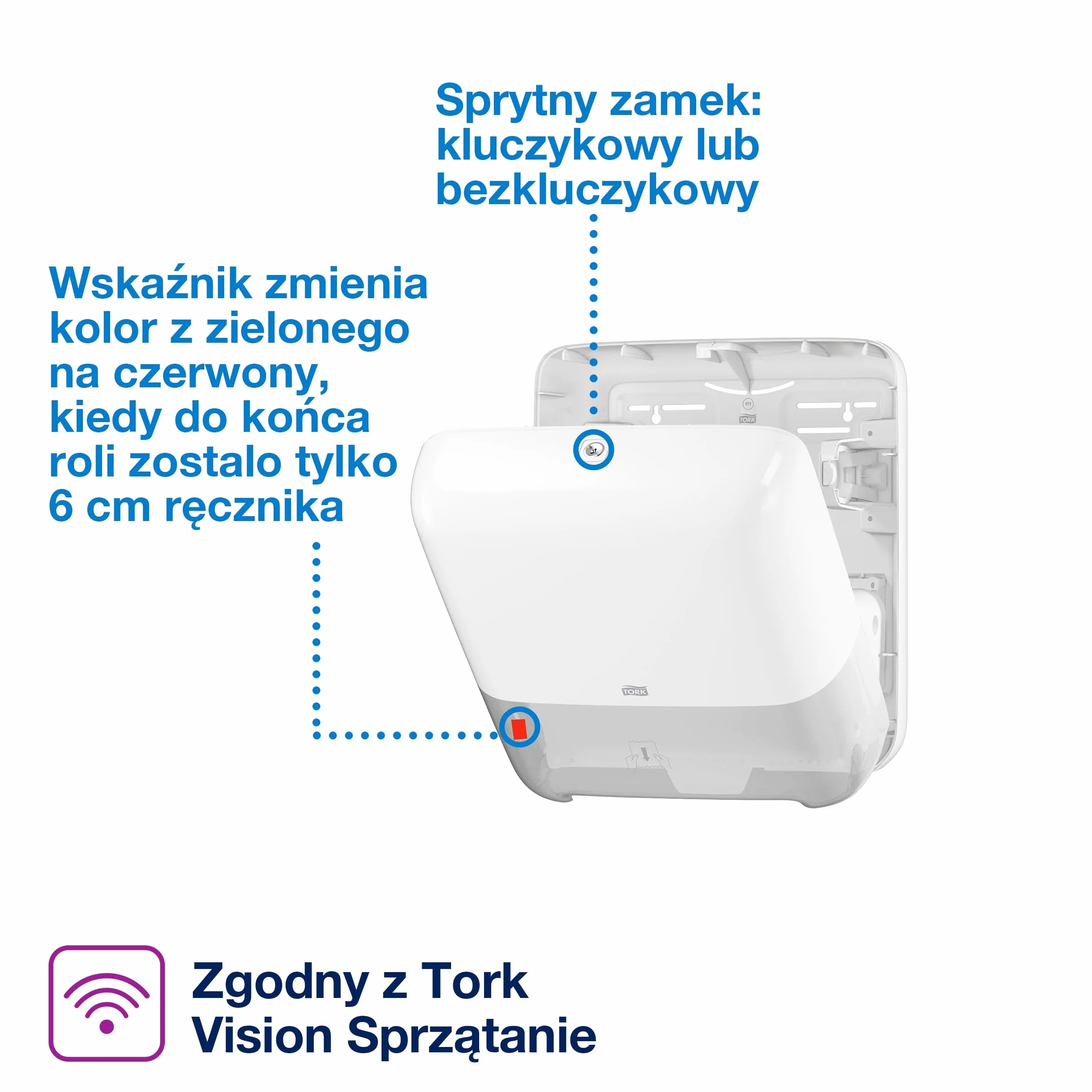 Tork Matic dozownik do ręczników papierowych w roli, biały, H1, wskaźnik zużycia, linia Elevation, 551000
