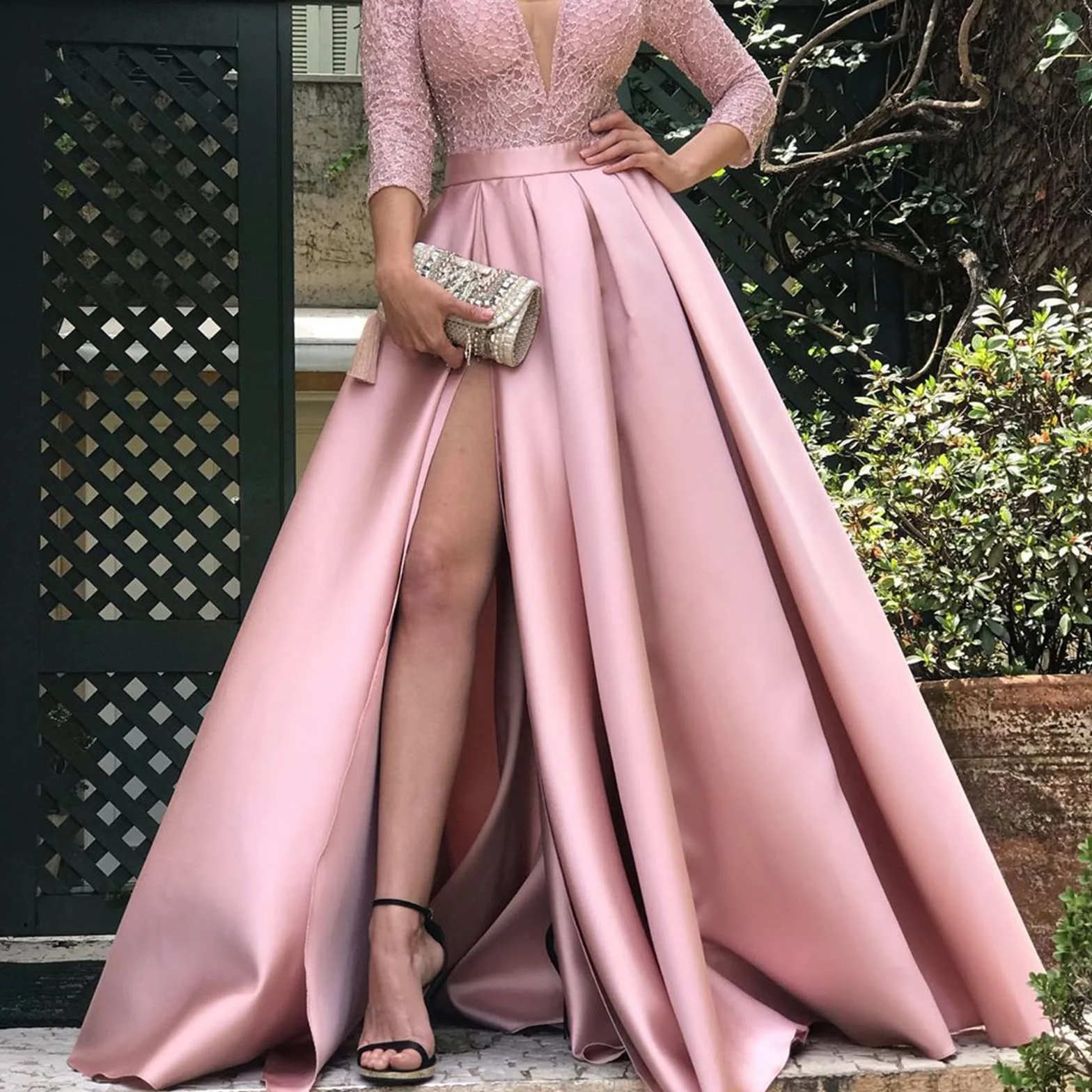 Damska suknia balowa elegancka z długim rękawem formalna okazja suknia wieczorowa zawijana dekolt w serek marszczona bodycon sukienka koktajlowa maxi