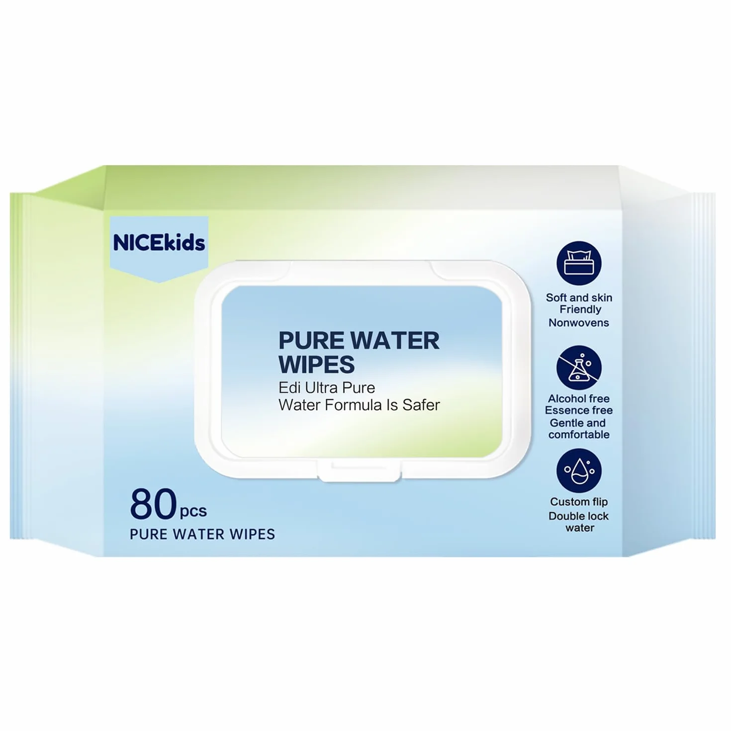 NICEkids Chusteczki Nawilżane Pure Water Wipes | Chusteczki Nawilżane dla Niemowląt, Delikatne Oczyszczanie dla Wrażliwej Skóry, Wielofunkcyjne Chusteczki do Czyszczenia 99,9% Woda (12x80 szt)