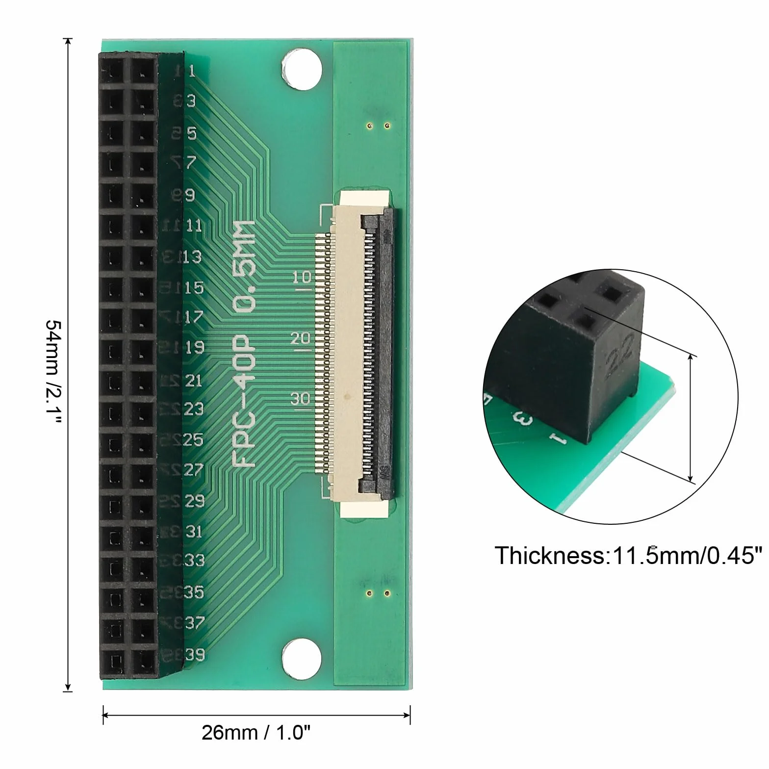 QUARKZMAN FFC FPC Connector Board 40 pinów, 0,5 mm, 2,54 mm na 1,0 mm, 2,54 mm, PCB, płyta konwerterowa do odtwarzaczy DVD, aparatów cyfrowych, laptopów