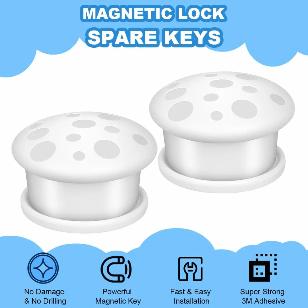 HOTUT Wymienne klucze magnetyczne, 2 sztuki magnetycznego klucza do szafki dla dzieci, magnetyczne zamki dla dzieci, magnetyczne zamki dziecięce, akcesoria