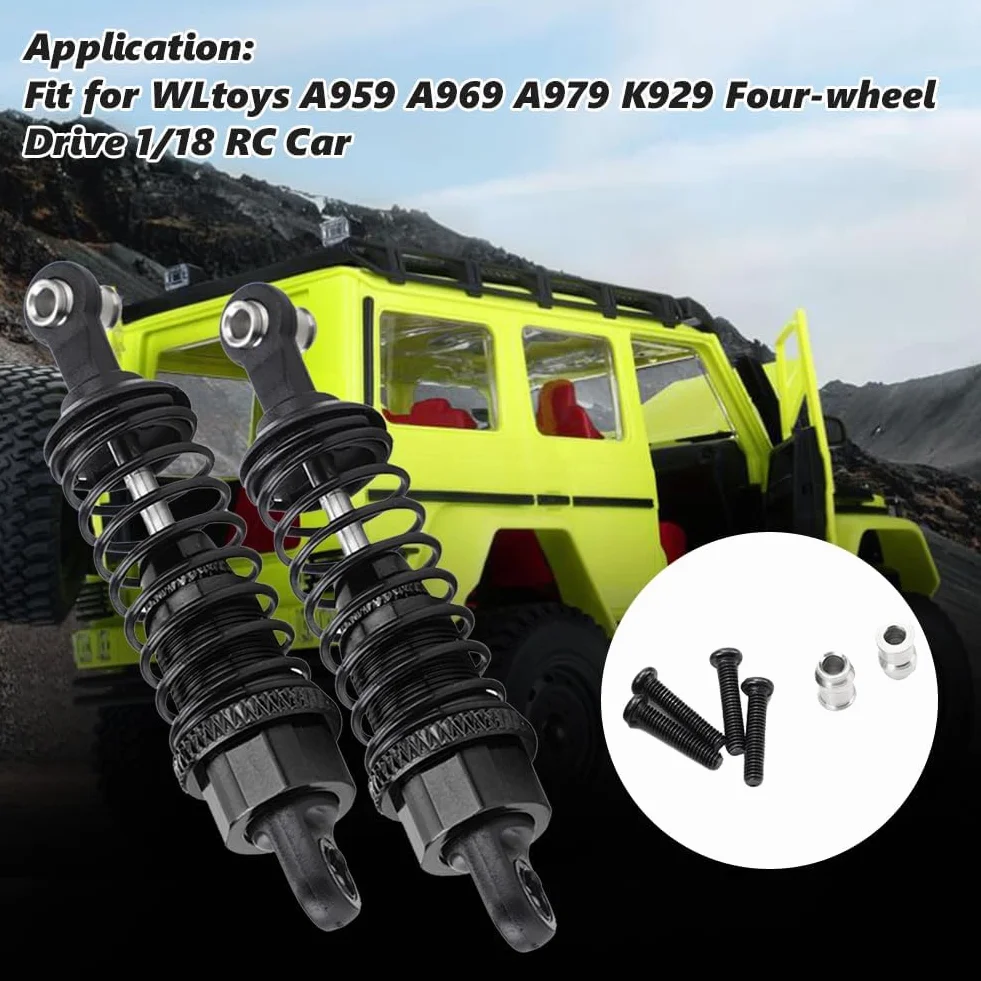 Amortyzator RC, 2-częściowy stop aluminium w skali 1:18, zdalnie sterowany amortyzator gąsienicowy do A959 A969 A979 K929, napęd na wszystkie koła 1/18 RC car (czarny)