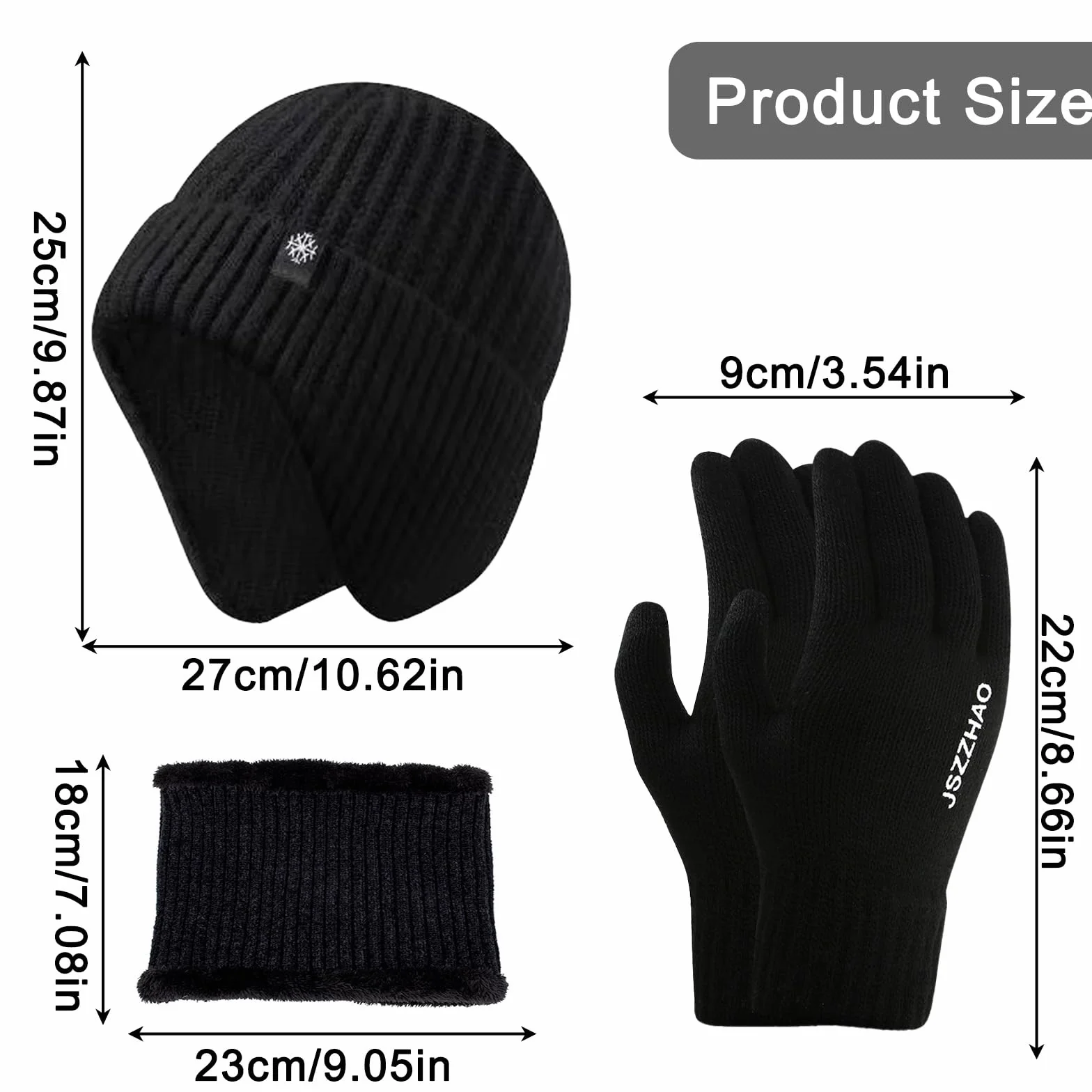 Zestaw rękawic z kapeluszem i szalikiem dla kobiet mężczyzn, unisex czapka ocieplacz na szyję zimowe rękawiczki do ekranu dotykowego Beanie ocieplacz na szyję rękawiczki termiczne czapka z