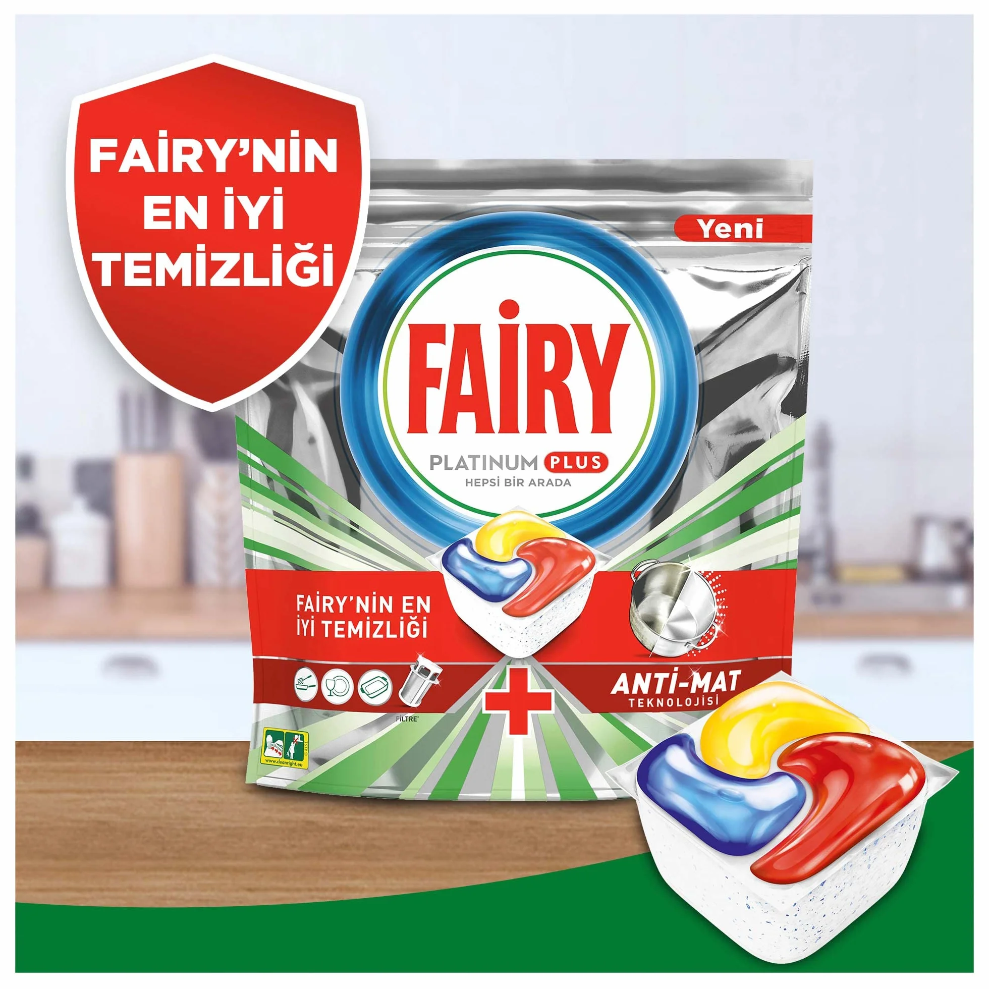 Fairy Platinum Plus All In One, Kapsułki do zmywarki, Lemon, 106 sztuk (2 x 53 szt.), Tabletki czyszczące