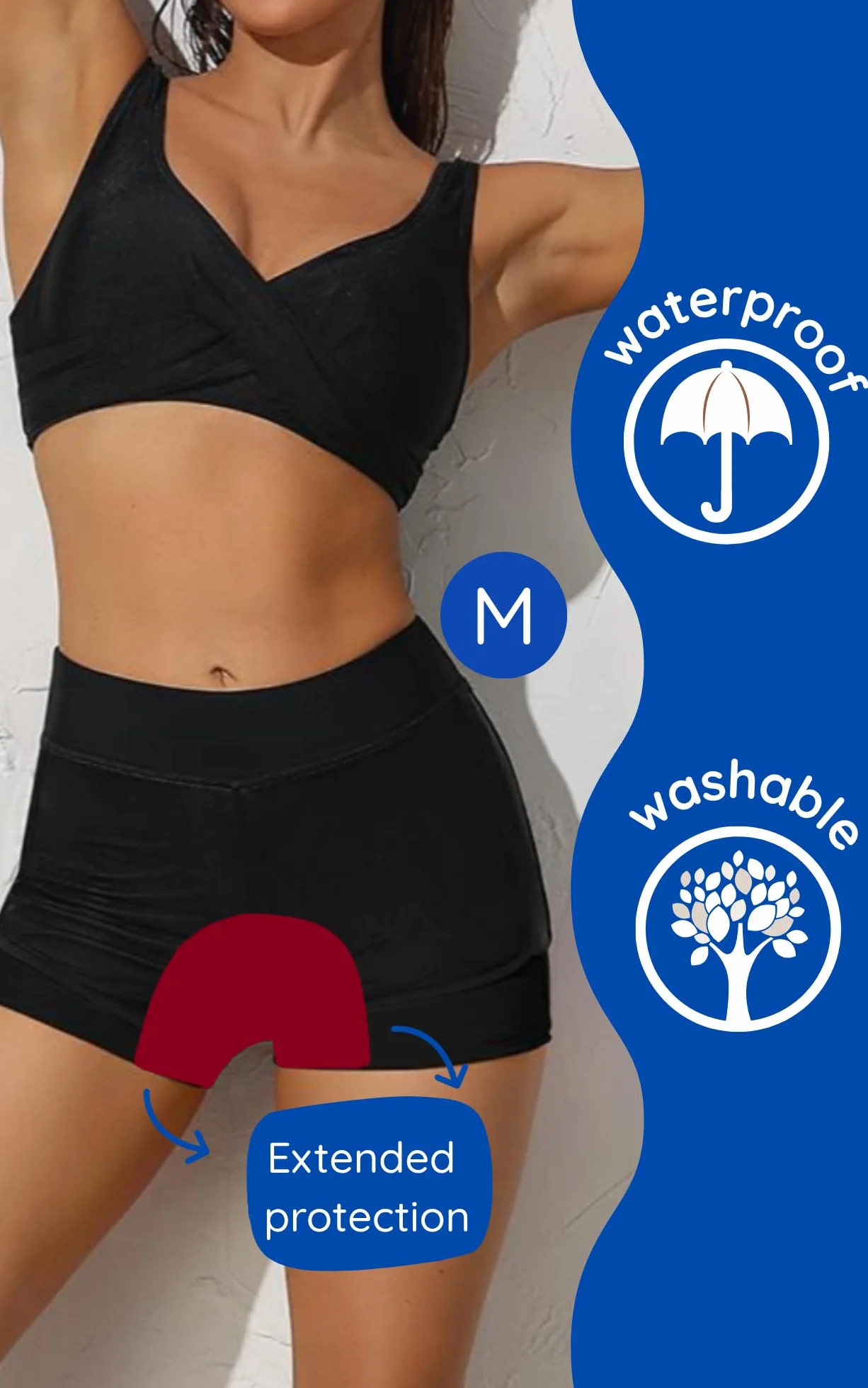 NoBlood Strój kąpielowy menstruacyjny | 12 lat/4XL | Basen i morze | Można prać | Dziewczyna, Kobieta, Nastolatka