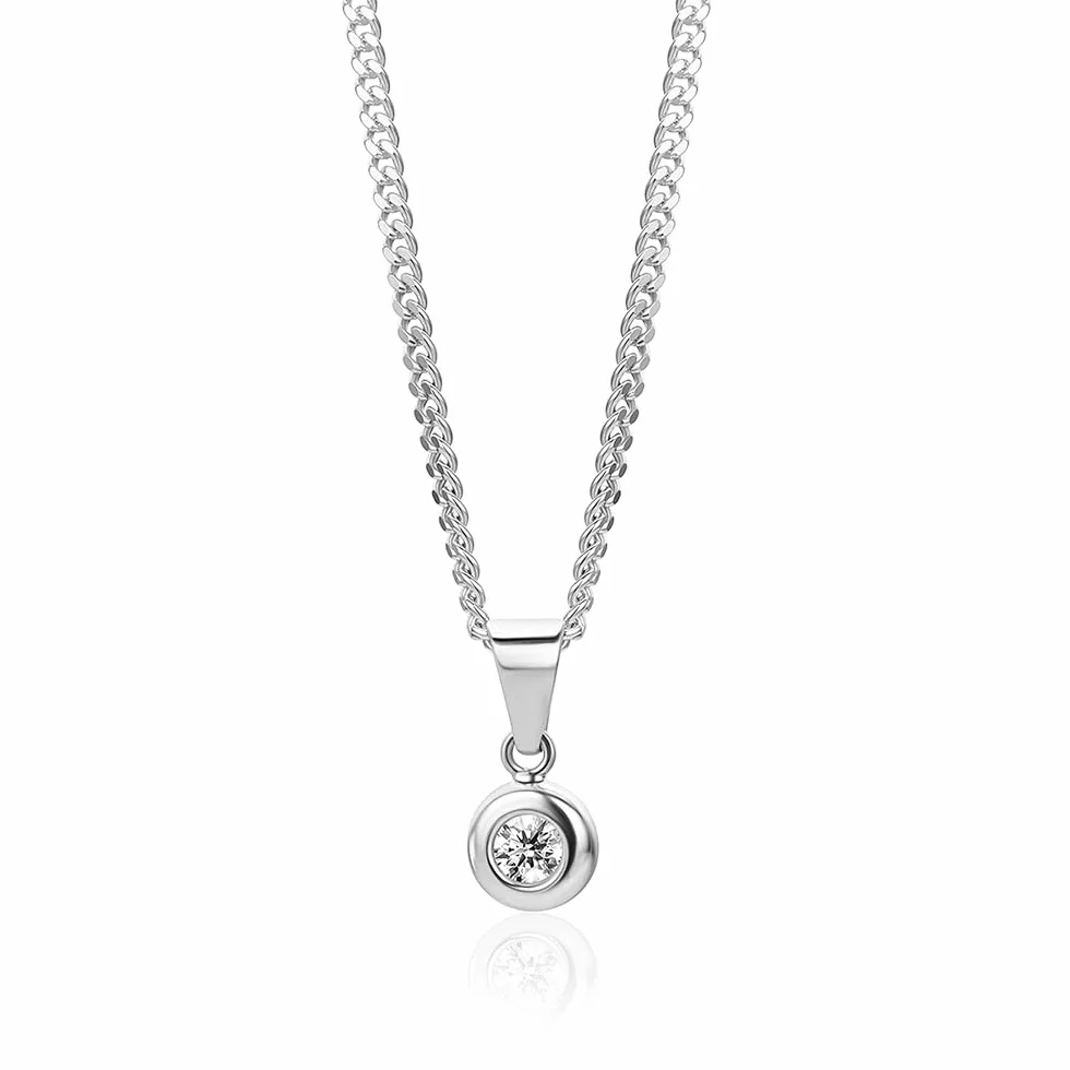 OROVI naszyjnik damski złoty łańcuszek 14k 585 żółte/białe złoto diament 0,10ct 0,50ct wisiorek diamentowy pancerka 45 cm