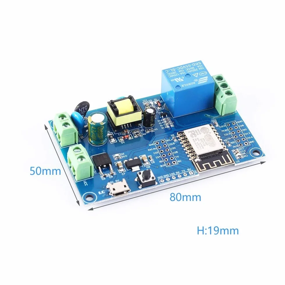 Moduł przekaźnika WiFi, AC 220 V DC 12 V DC, moduł przełączający przekaźnik WiFi, samoblokujący, pilot ESP-12F, moduł przekaźnika Smart Home ESP8266
