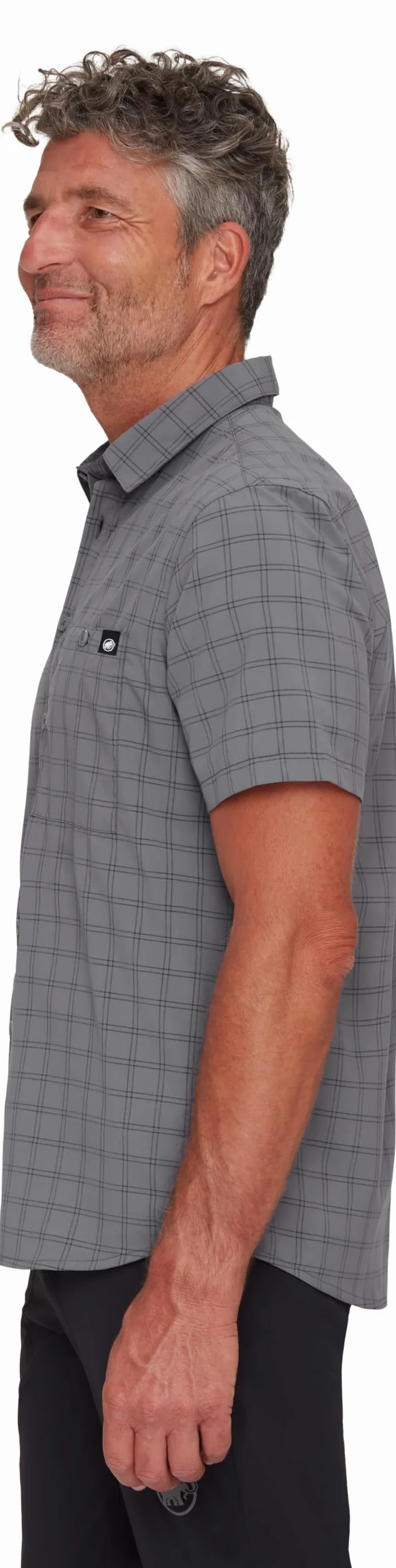Mammut Lenni Shirt Men – Koszula Trekkingowa Męska | Krótki Rękaw, Ochrona UV, Szybkoschnąca i Oddychająca | Rozmiar XL, Stalowy-czarny