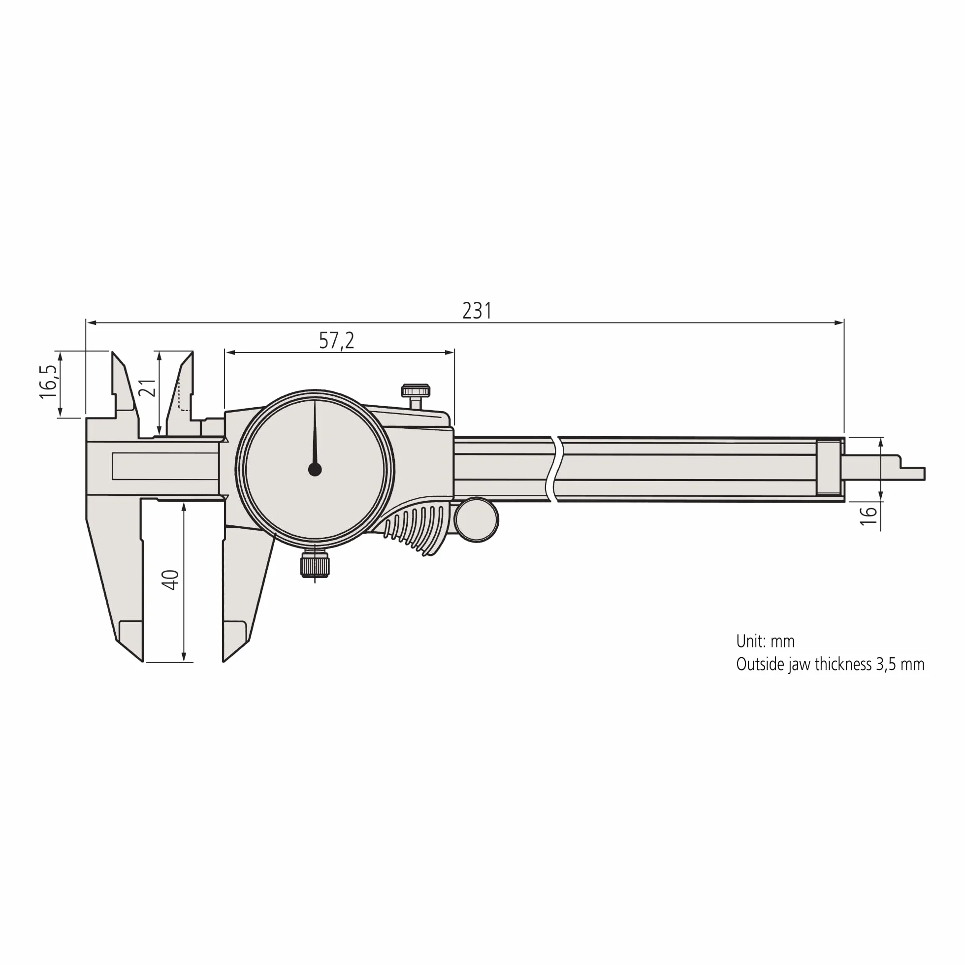 Suwmiarka zegarkowa, 0-150 mm, 0,01 mm, 1 mm/U, metryczna