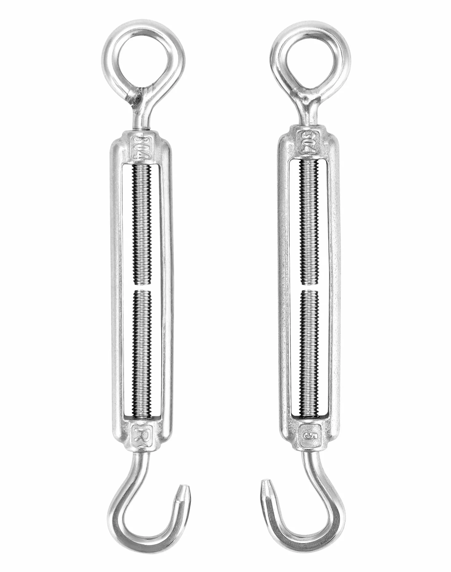 QWORK® 5 szt. Śruba rzymska M5 304 Stal nierdzewna, Regulowany hak i napinacz drutu oczkowego, Hak napinający