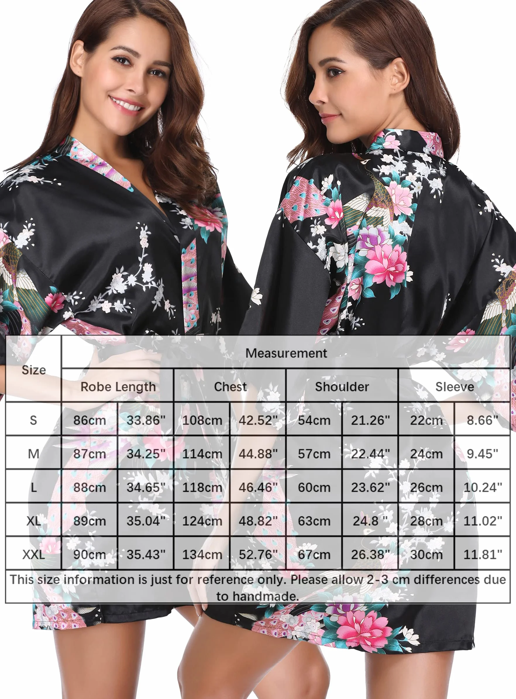 Vlazom Szlafrok damski kimono szlafrok satynowy szlafrok koszula nocna krótki styl szlafrok ślubny