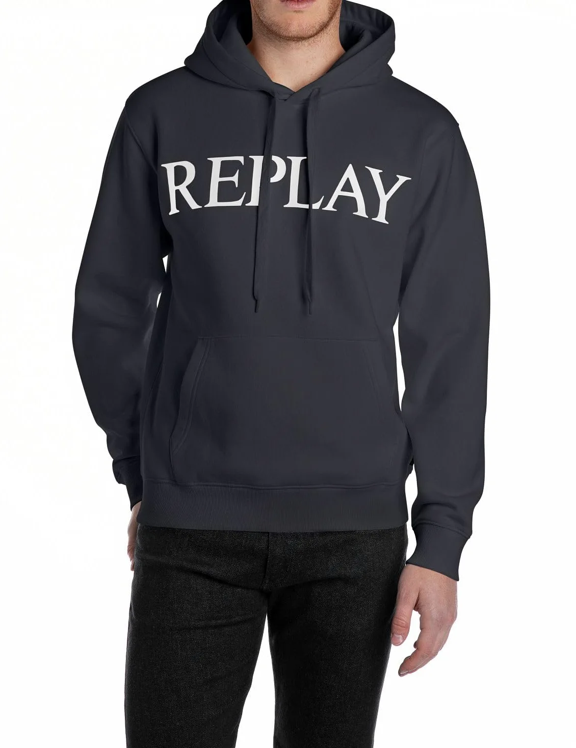 Replay Męska bluza z kapturem Basic, 067 Night Blue, M