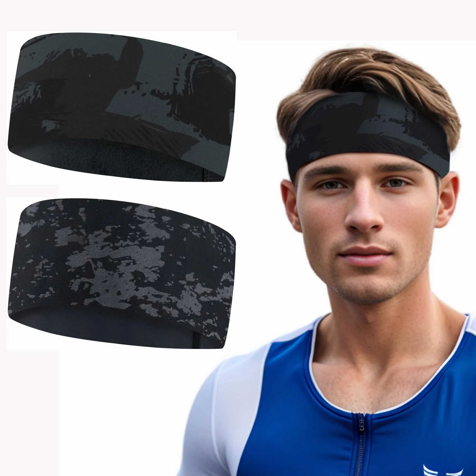 Opaska sportowa dla kobiet i mężczyzn, wąska, szeroka, elastyczna opaska do fitnessu, biegania, jazdy na rowerze, turystyki pieszej, tenisa i jogi, pasuje pod kask