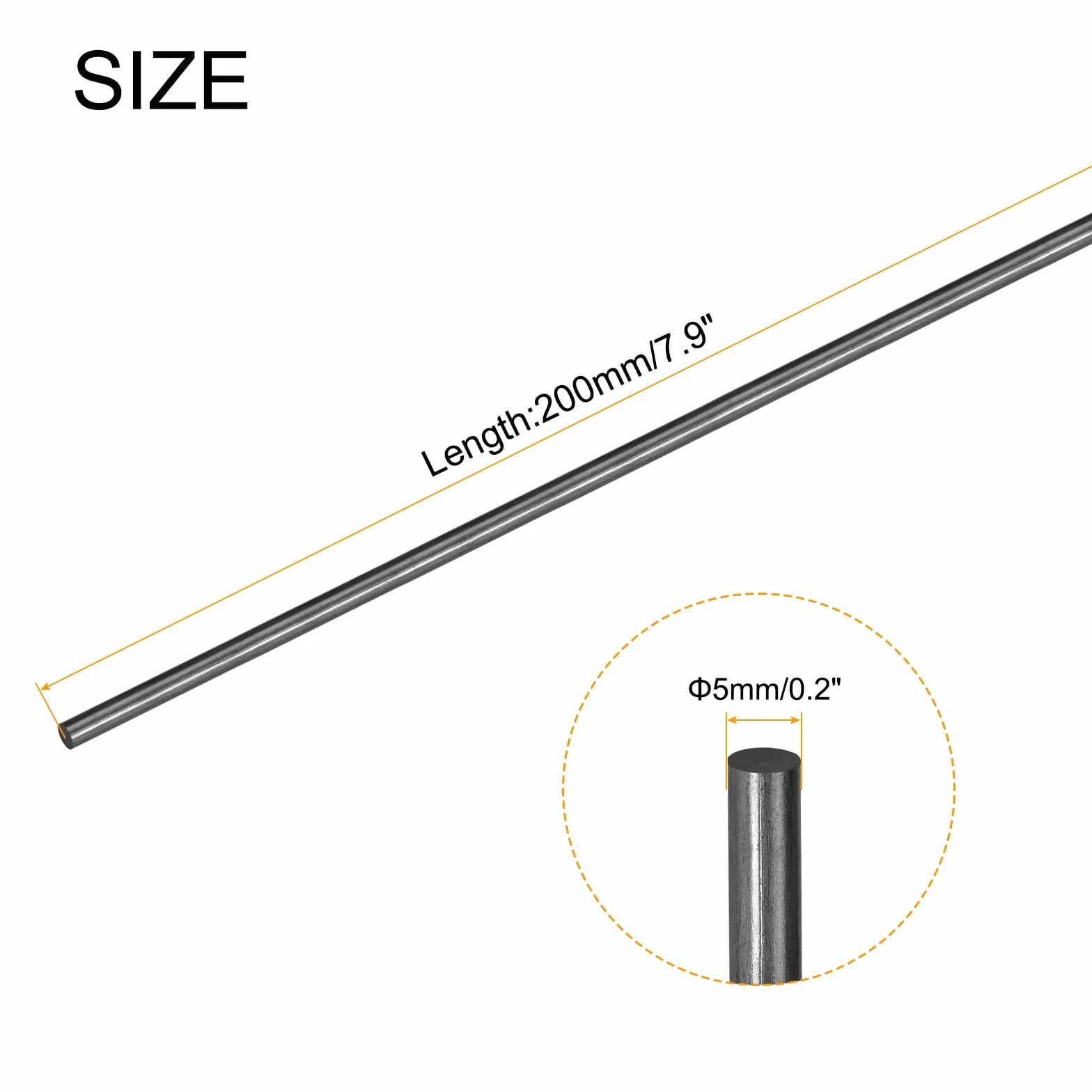 QUARKZMAN 3 szt. Drążek z włókna węglowego, 5 mm x 200 mm, do narzędzi DIY do samolotów RC