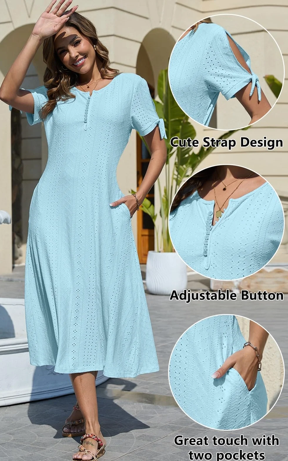 Yutdeng Letnie sukienki maxi boho dla kobiet UK z kieszeniami vintage luźna sukienka plażowa z krótkim rękawem zapinana na guziki boho kwiatowy nadruk sukienka swingowa tunika sukienka linia sukienki