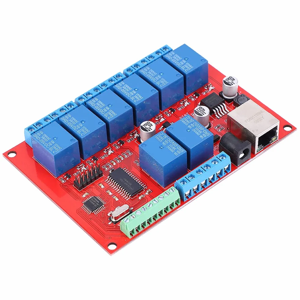 8-kanałowa Karta Przekaźnikowa Ethernet, Kontroler Modułu TCP UDP z Mikrokontrolerem Klasy Przemysłowej, 8 Kanałów Konfigurowalnych Przycisków