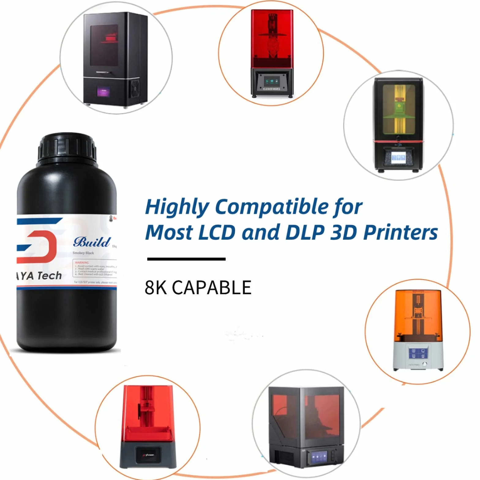 Siraya Tech Build Drukarka 3D Zywica Wysokiej Rozdzielczosci Nielamliwa Nadajaca Sie do Nabijania Zywica Inzynierska Standardowa Fotopolimerowa Rapid do LCD DLP (Dymna Czern, 1kg)