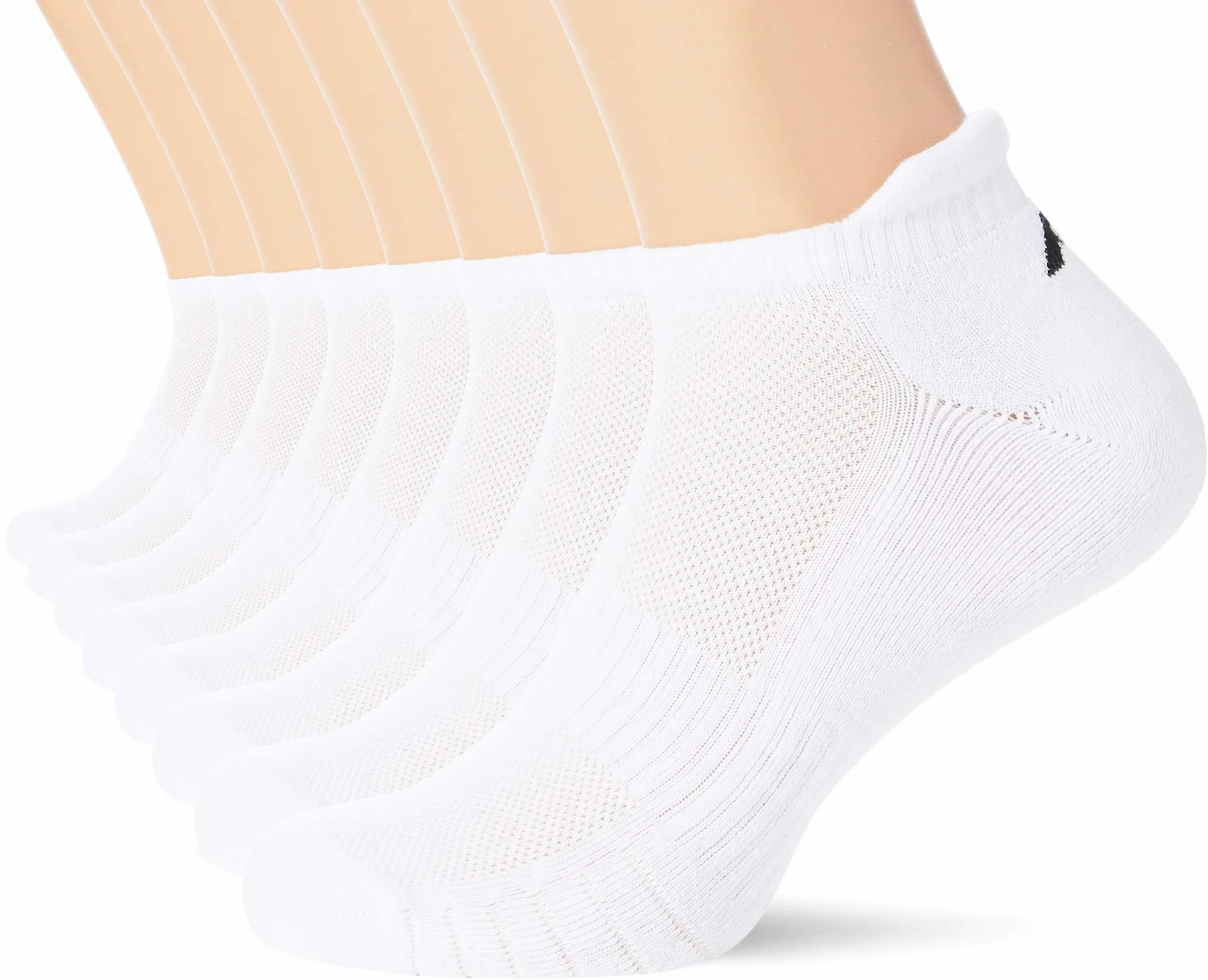 FM London (8 par wyściełanych skarpet do sneakersów unisex – skarpety sportowe dla mężczyzn i kobiet, z wysokim, ochronnym paskiem na pięcie, aby uniknąć pęcherzy, biały, 39-42 EU