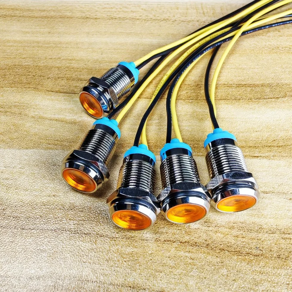 Gebildet 5 Sztuk 10mm 230V Ac Led Metalowy Wskaźnik Świetlny Wodoodporna Lampka Sygnalizacyjna (Żółta)