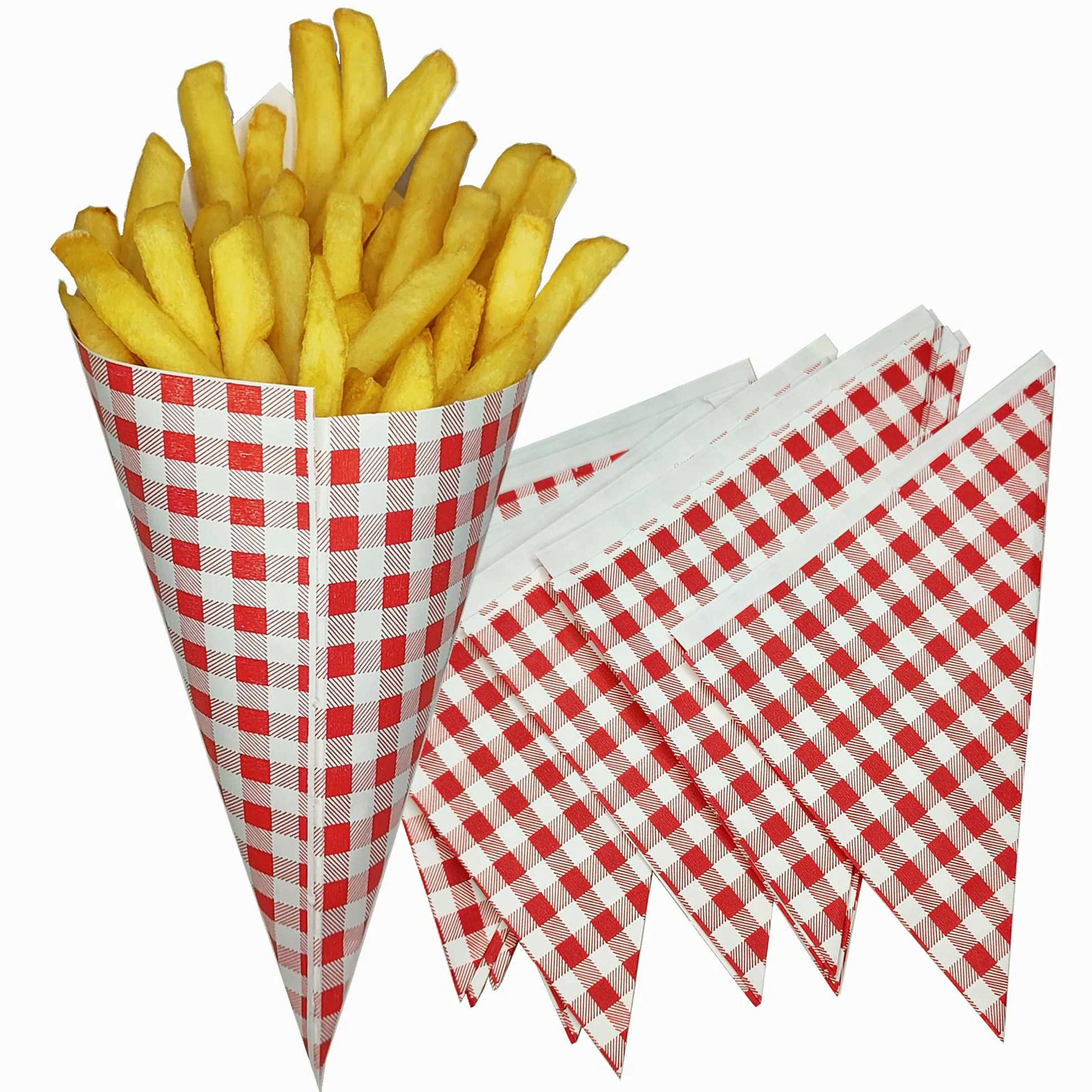 Papier stożkowy, 100 sztuk, pojemnik na frytki z jabłek, papier antytłuszczowy, papier do pieczenia, stożki papierowe, torby papierowe, dania na wynos, 14x14x20cm