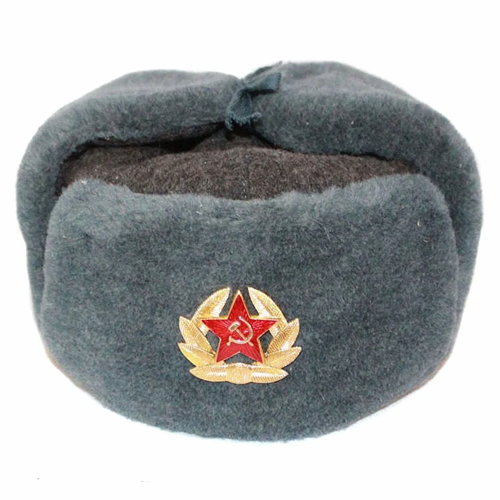 Rosyjska czapka futrzana wełna, szapka uszanka, czapka zimowa wojskowa wojskowa - dostępne rozmiary: 60 (XL)-58(L)-56(M)