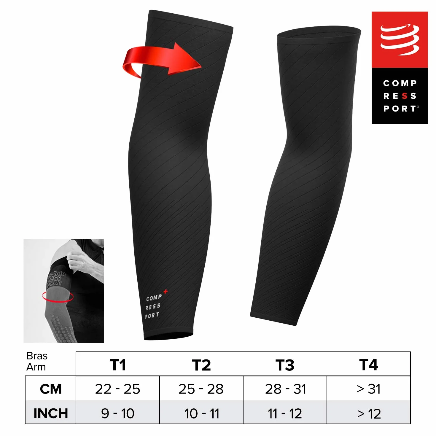 Compressport ArmForce Ultralight mankiet kompresyjny dla dorosłych, czarny, T2