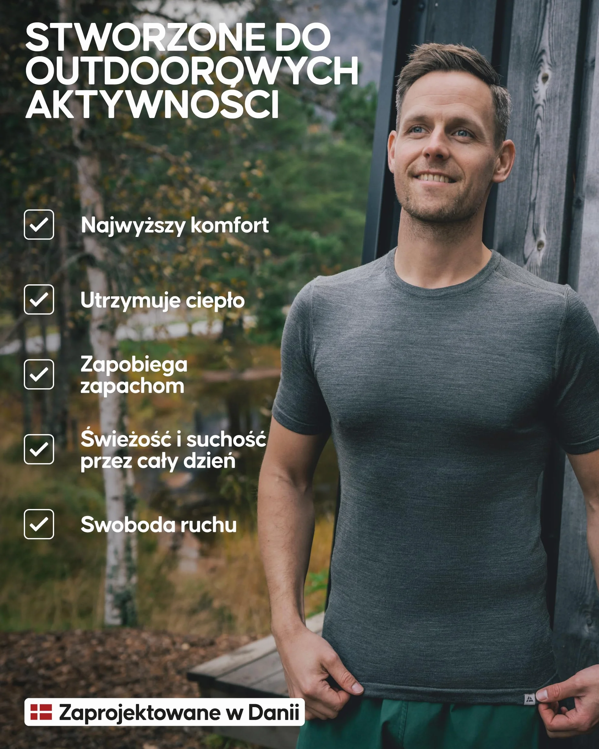 DANISH ENDURANCE Merino Wool T-Shirt Mens, Thermal Base Layer Top, Premium Undershirt for Winter