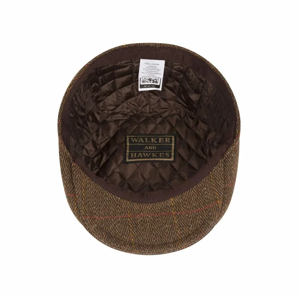 Walker & Hawkes - dziecięca czapka z suwakiem tweed - styl country - ciemnoniebieska, brązowy, XXL