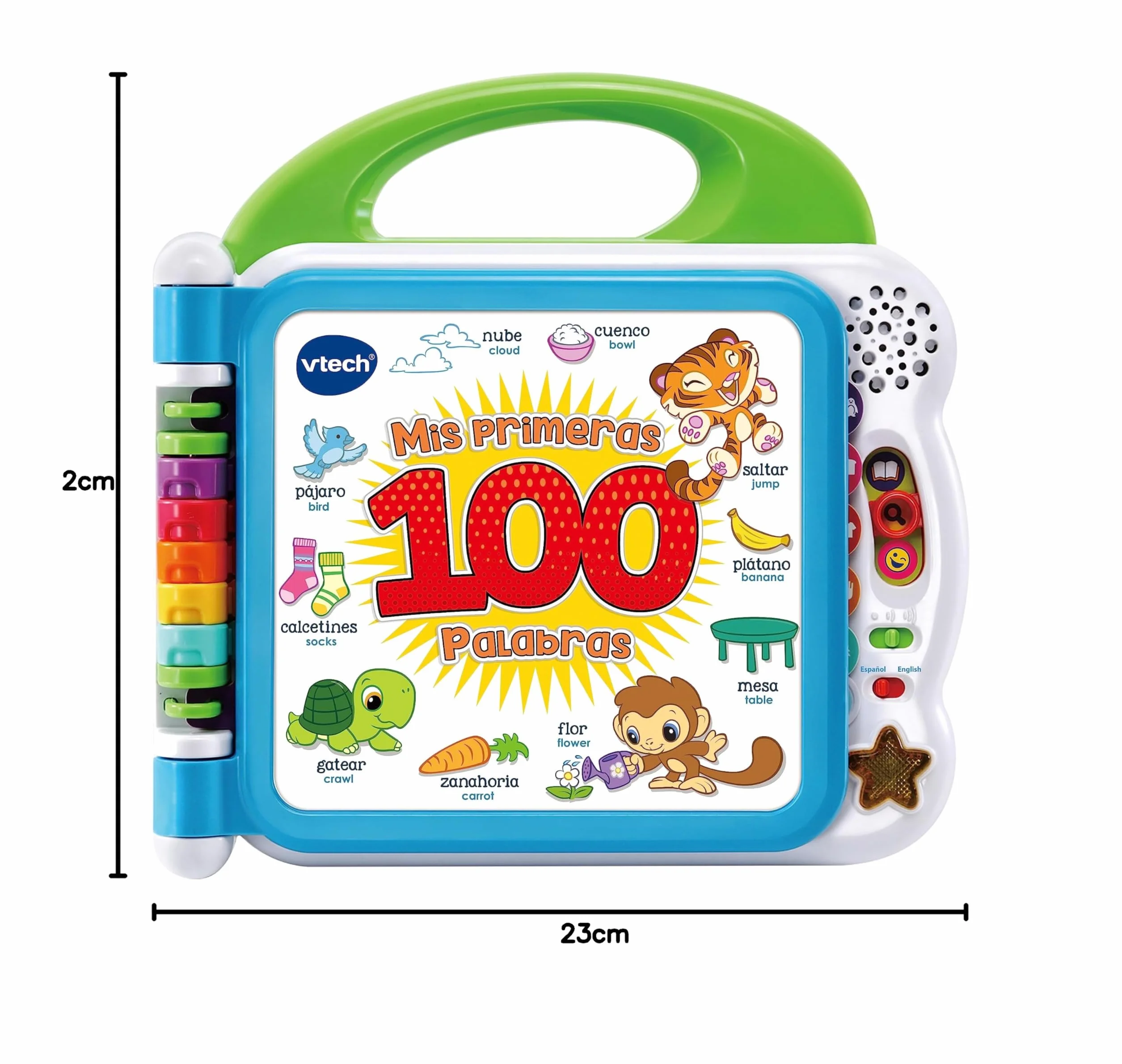 VTech - Moje pierwsze 100 słów dwujęzyczny, interaktywna książka edukacyjna hiszpańsko-angielska, zabawka dla dzieci +1,5 lat, wersja ESP