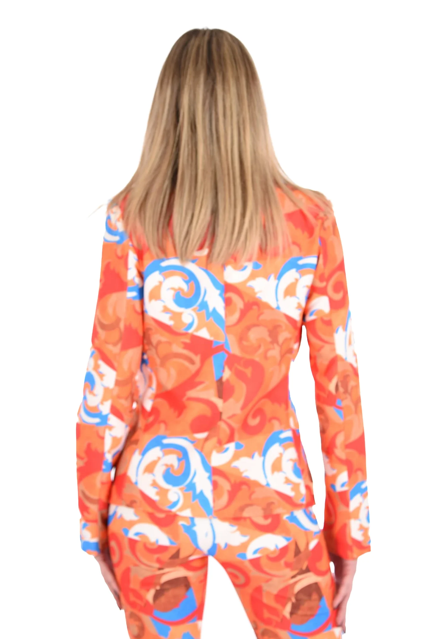 Marynarka Damska elegancka kurtka z kolorową świnią Sartorial Made in Italy, Pomarańczowy, L
