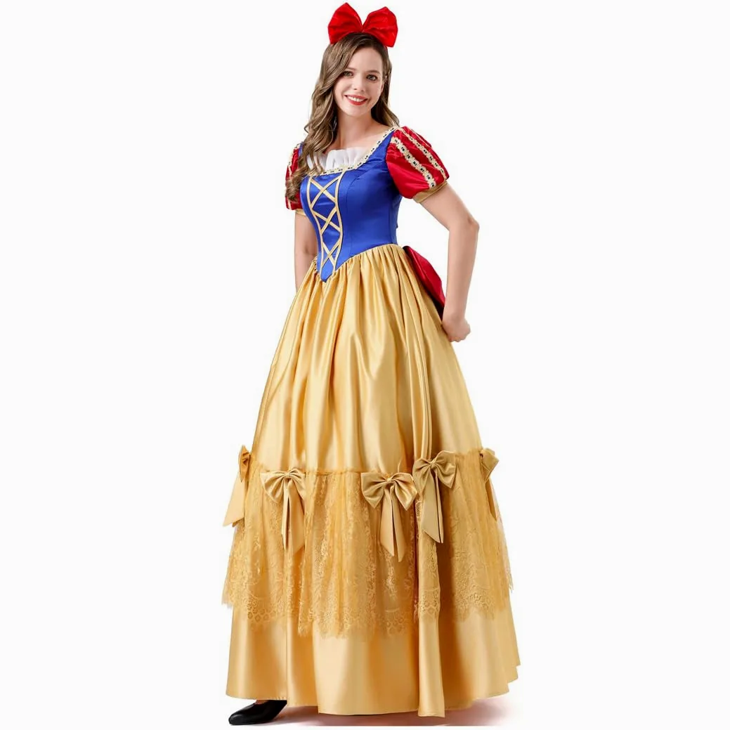 Kostium Królewny Śnieżki dla dorosłych kobiet strój księżniczki z bajki idealny na cosplay karnawał i Halloween