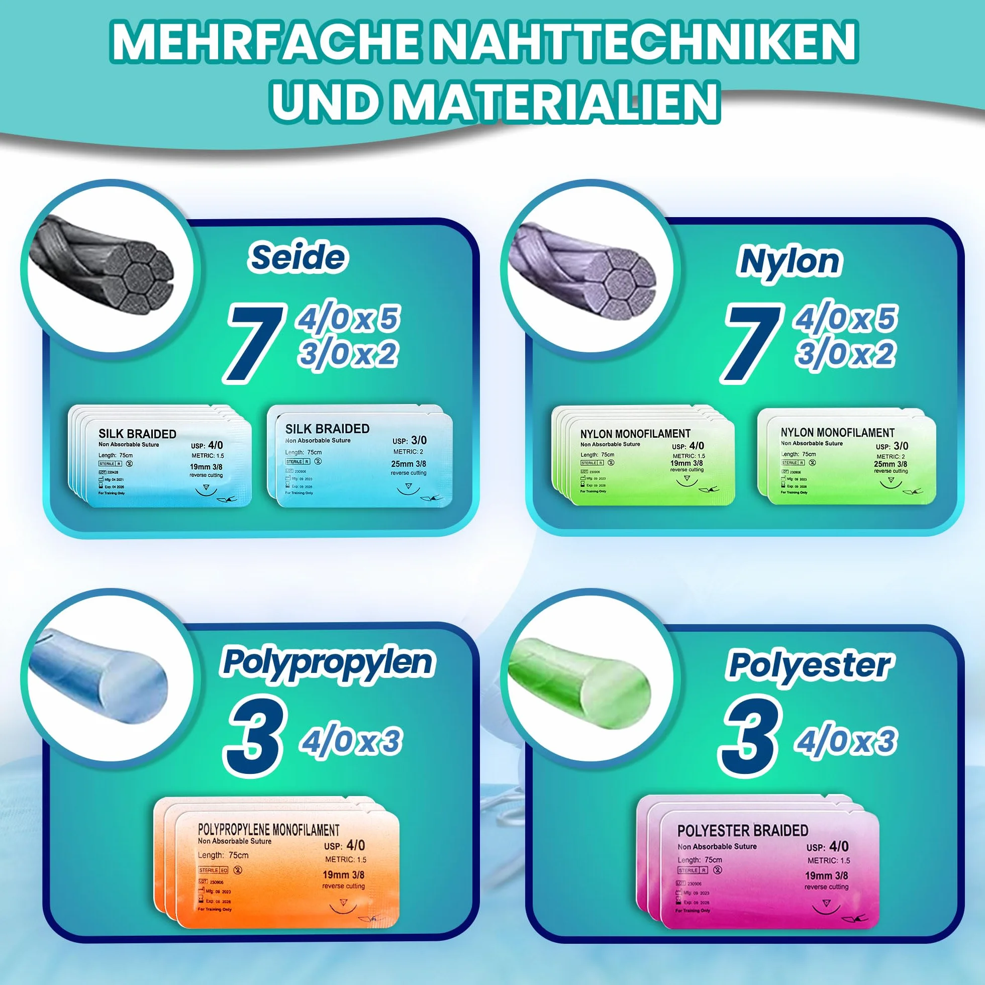 Zestaw do Ćwiczenia Szycia Chirurgicznego z Żyłami i Strefą Cięcia | Suture Practice Kit do Nauki Technik Szycia, Zestaw Medyczny, Narzędzia Chirurgiczne, Zestaw do Ćwiczeń Medycznych