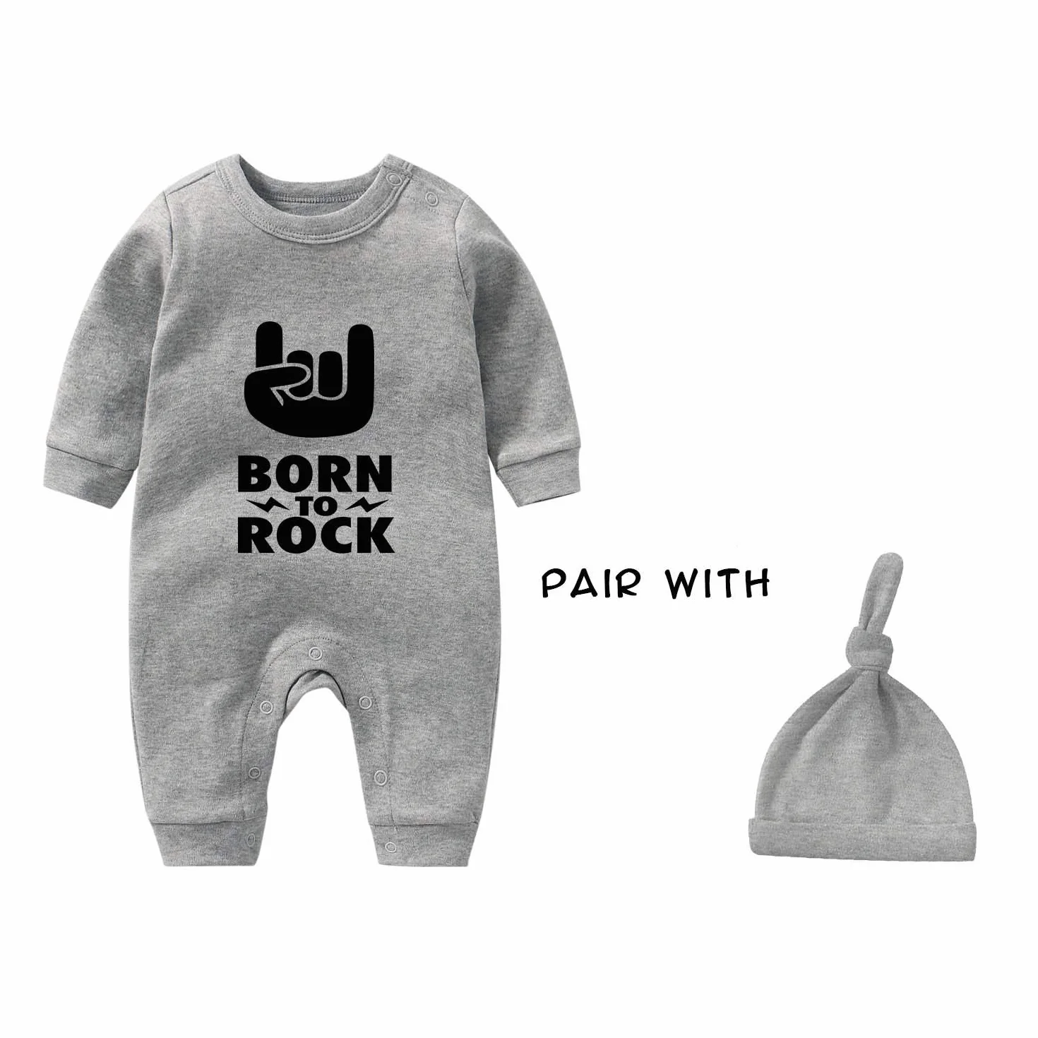 Strój dziecięcy zestaw Baby Loves Rock Print z długim rękawem odzież dla niemowląt noworodki ubrania dla niemowląt