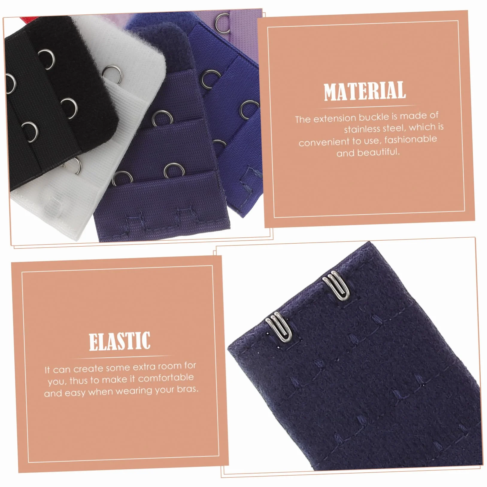 BESTYASH Zestaw Biustonoszy Essential Bra Kit 10 Szt Przedłużki Damskie Wąskie 3 Rzędy 2 Guziki Ułatwiające Dopasowanie Biustonosza