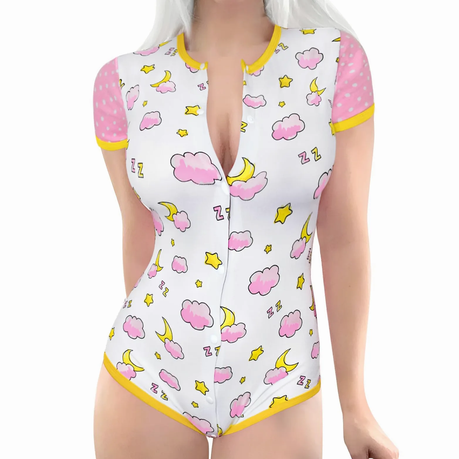 LittleForBig Dorośli Baby miłośnik pieluszek ABDL jednoczęściowy śpioszki Wzór Czas snu