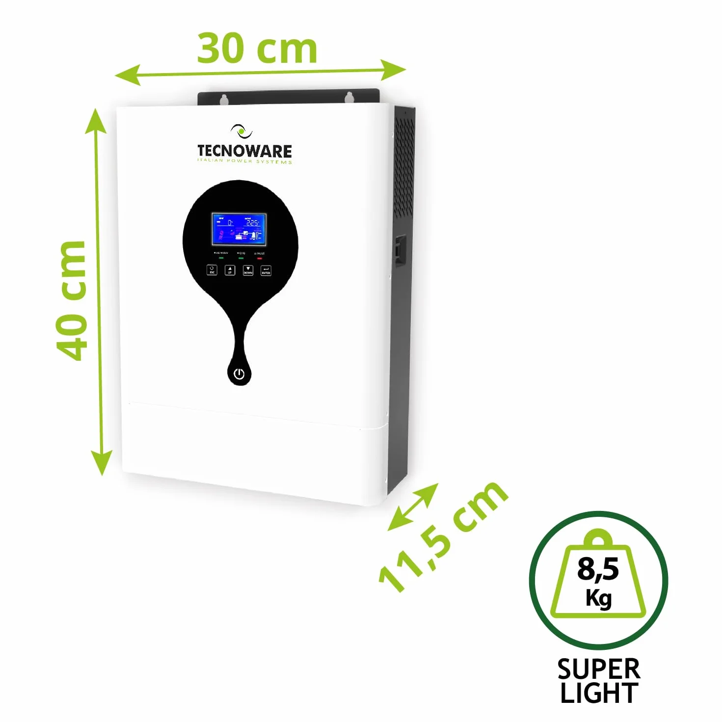 Tecnoware Power Systems Falownik hybrydowy ATA Solar 3500VA, Czysta fala sinusoidalna, MPPT, Fotowoltaika, kompaktowy, Zwiększa autosuficjność energetyczną instalacji z panelami fotowoltaicznymi