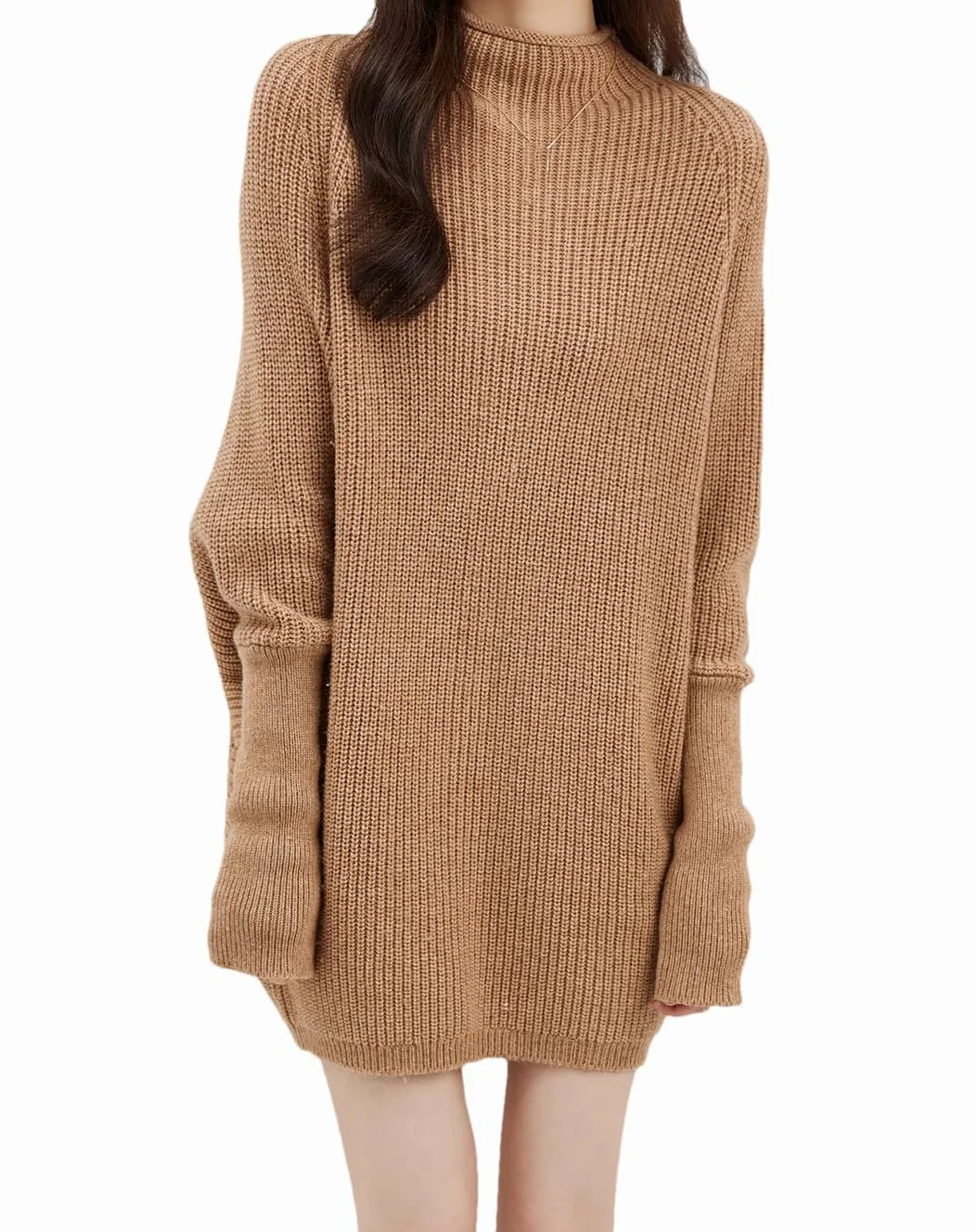 Disimlarl Damski sweter z wełny merynosów z golfem oversize, sweter z długim rękawem, dzianinowy sweter