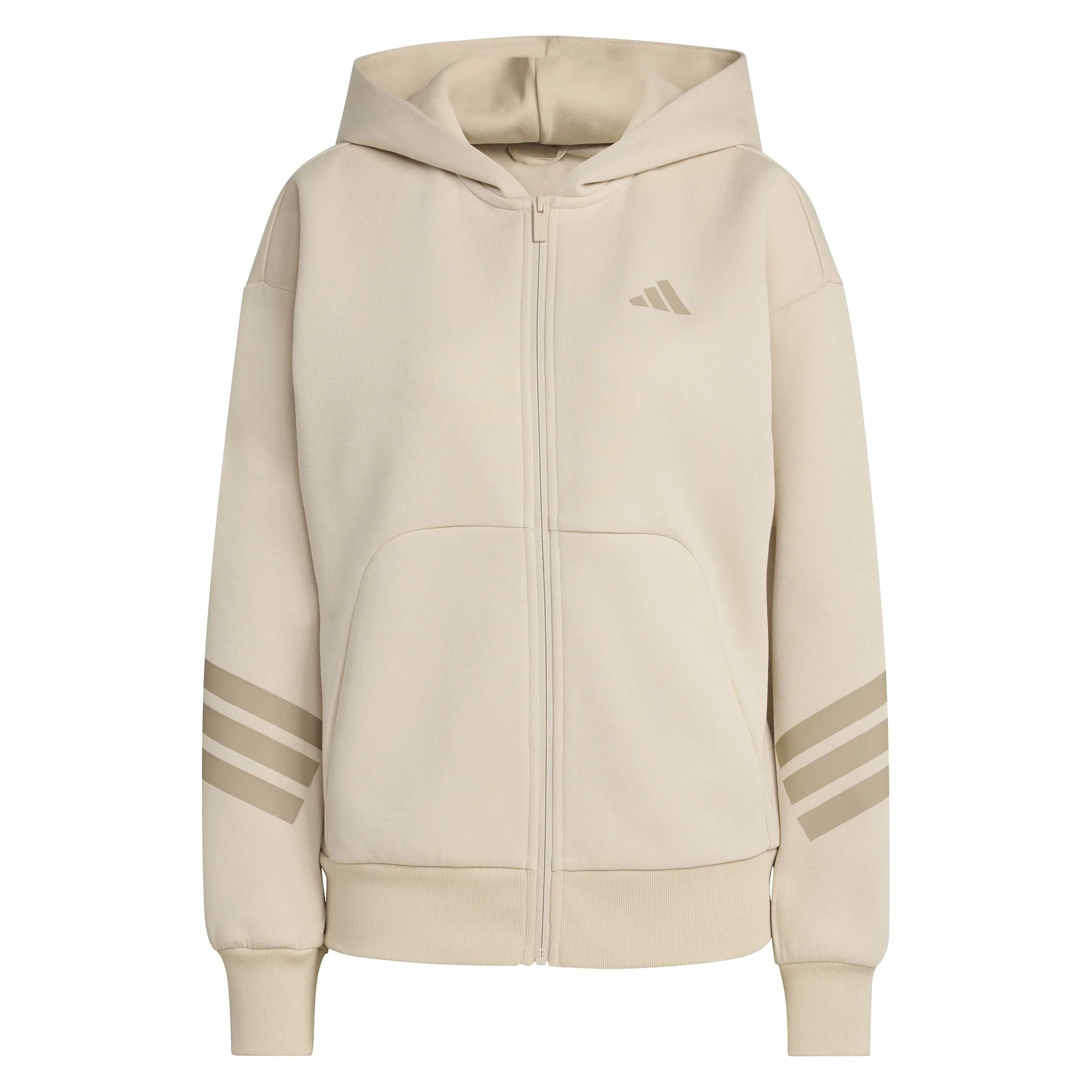 adidas dames FUTURE ICONS THREE STRIPES FULL ZIP HOODIE, Crystal Linen, L