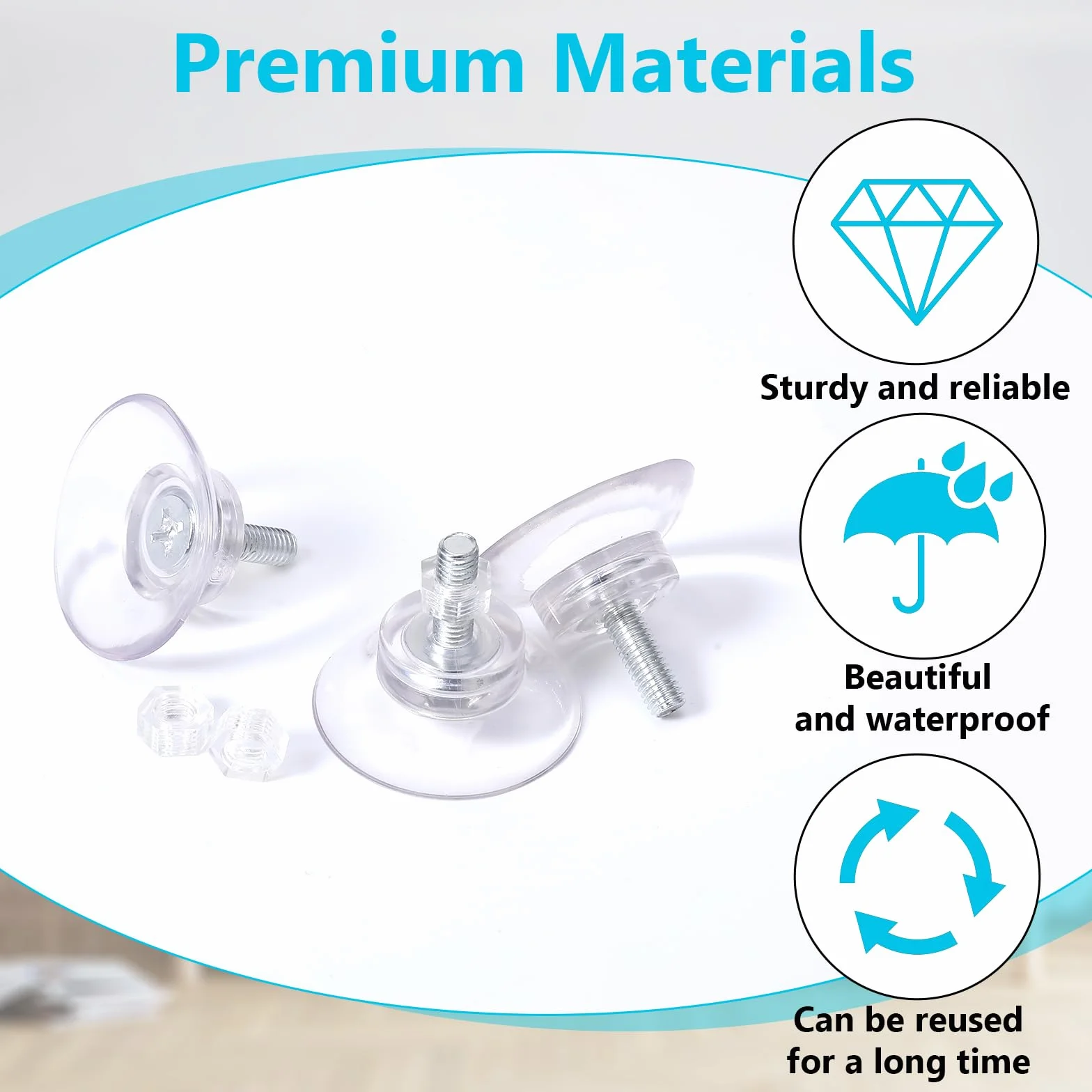 15 sztuk przyssawek z gwintem i śrubą, 34 mm szklane przyssawki przezroczyste PVC przyssawki podkładki śruby przyssawka podkładka z przyssawką do łazienki, ściany, drzwi, okna