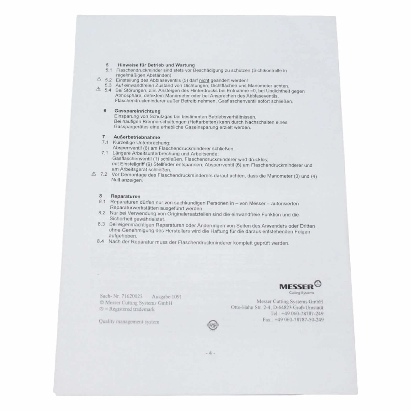 Reduktor ciśnienia noża Constant 2000 argon/Co² 200 bar..
