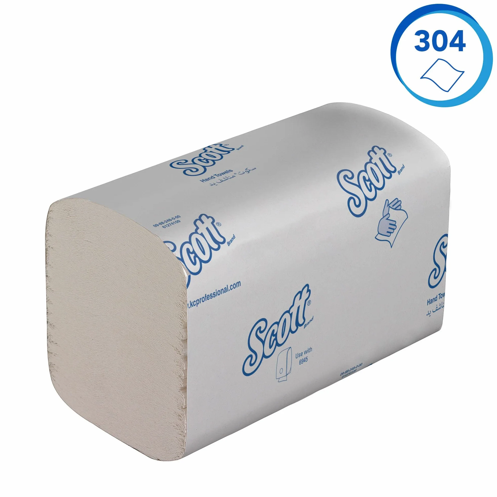 Ręczniki do rąk składane naprzemiennie Scott Performance 6689 — 15 opakowań x 274 białych, 1-warstwowych arkuszy, w rozmiarze małym