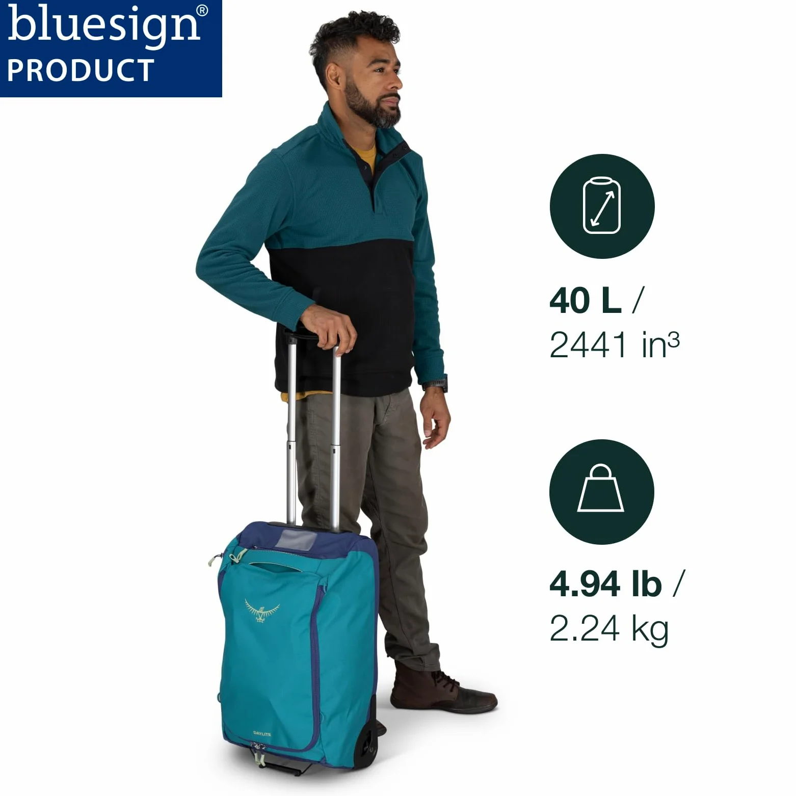 Osprey Daylite Carry-On Wheeled Duffel 40 - Black O/S, Kolor: czarny, Talla única, zwykły