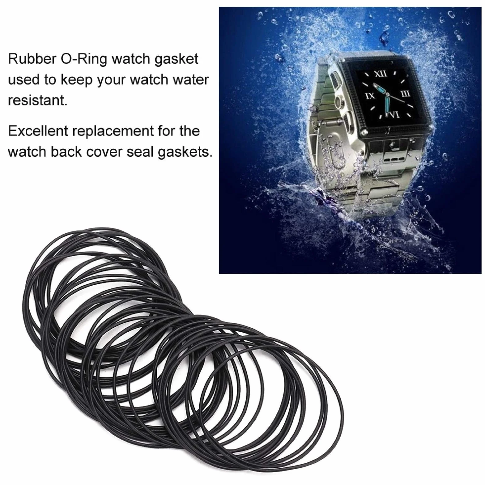 Watch Back Cover Seal Seal Uszczelki, 500 Sztuk/Worek O-ring Gumowa Uszczelka, Narzędzie do Naprawy Zegarków Wymiana O-ringów do Zegarków Rozmiar 16-40mm(0.8-500pcs)