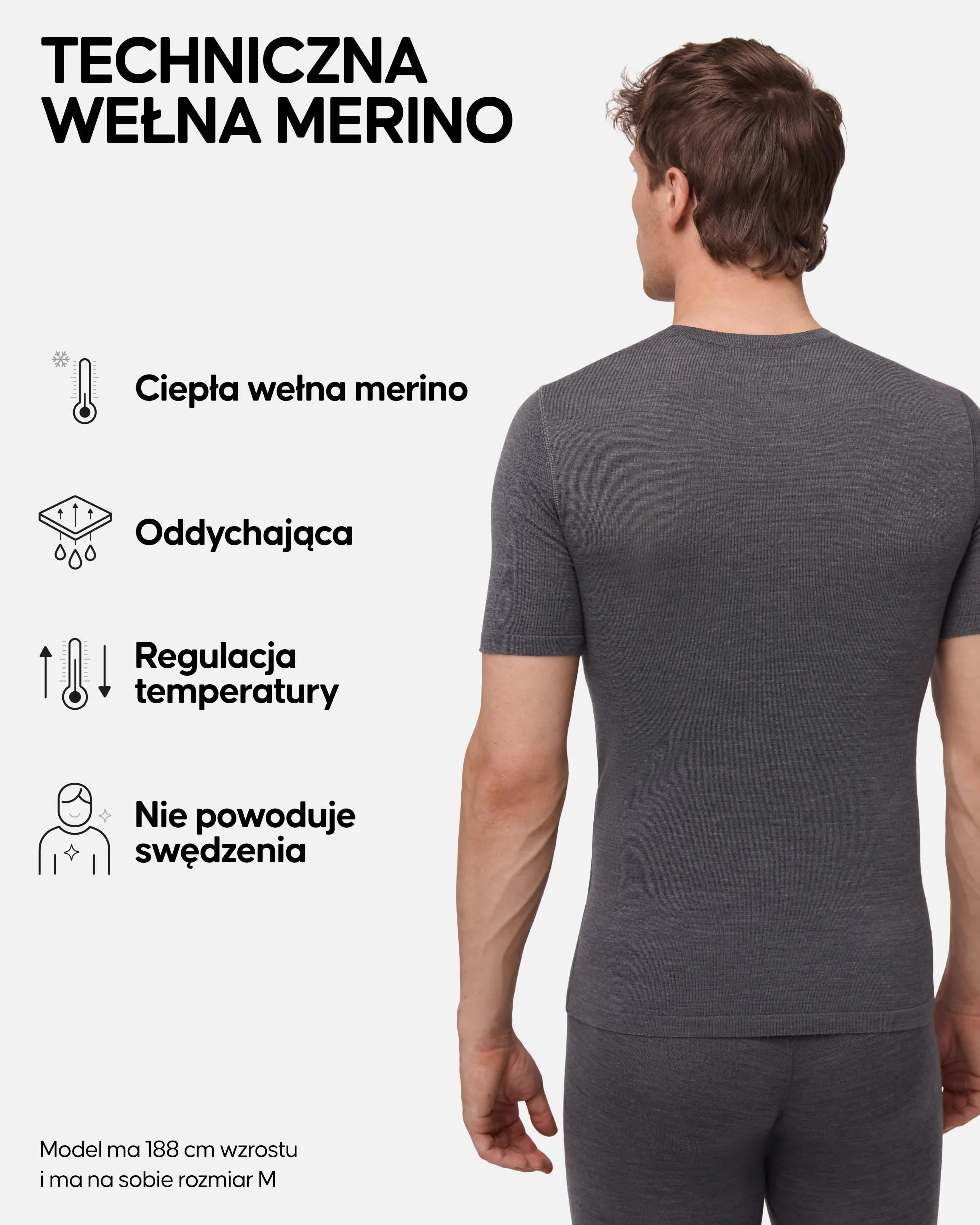 DANISH ENDURANCE Merino Wool T-Shirt Mens, Thermal Base Layer Top, Premium Undershirt for Winter