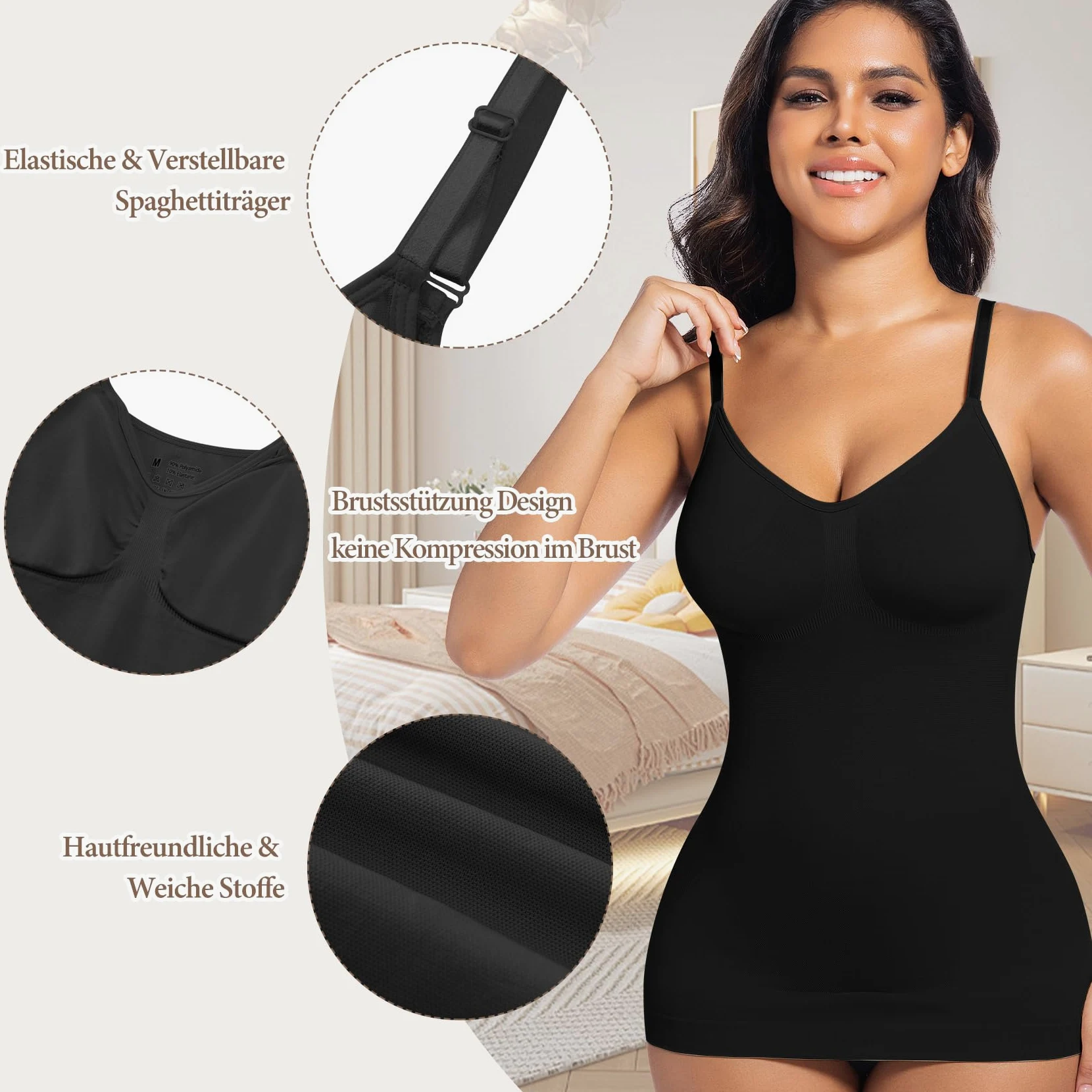 ONEW Shapewear podkoszulek damski, wyszczuplający brzuch, podkoszulek modelujący podkoszulek z ramiączkami spaghetti