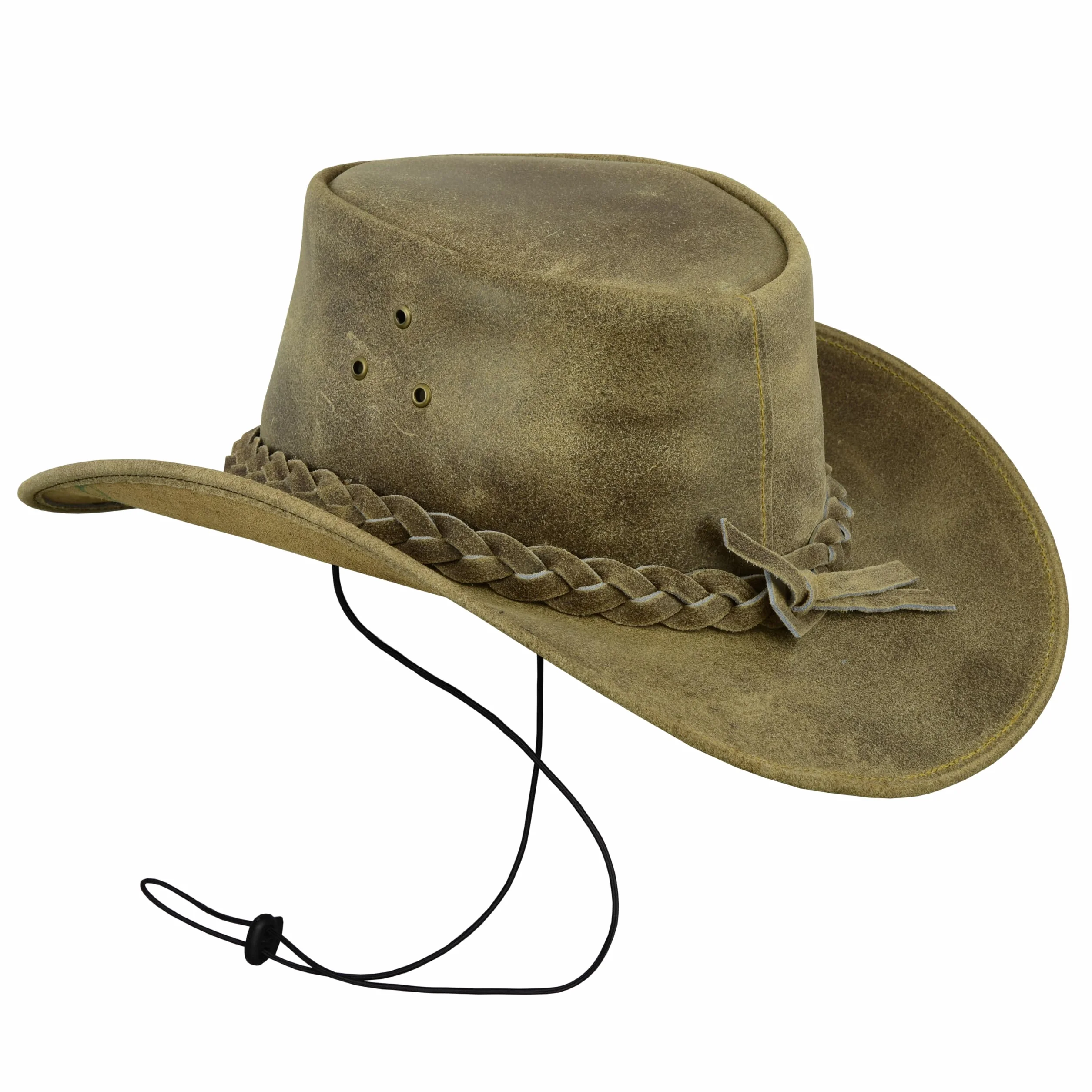 Kapelusz kowbojski Leatherick ze skóry bydlęcej zamszowej w stylu australijskim Western Outback