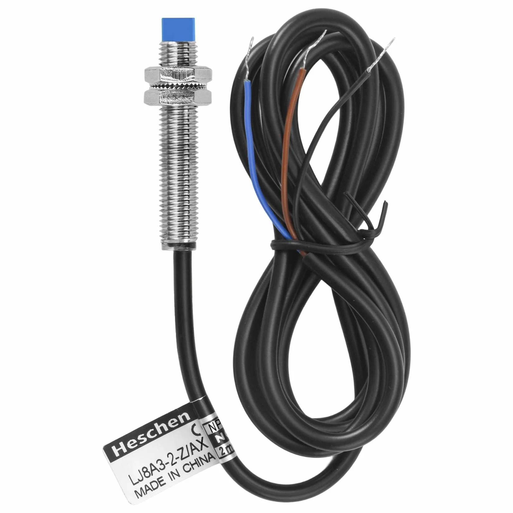 Heschen M8 Indukcyjny czujnik zbliżeniowy przełącznik Typ bez osłony LJ8A3-2-Z/AX Detektor 2mm 10-30VDC 200mA NPN Normalnie zamknięty (NC) 3-przewodowy