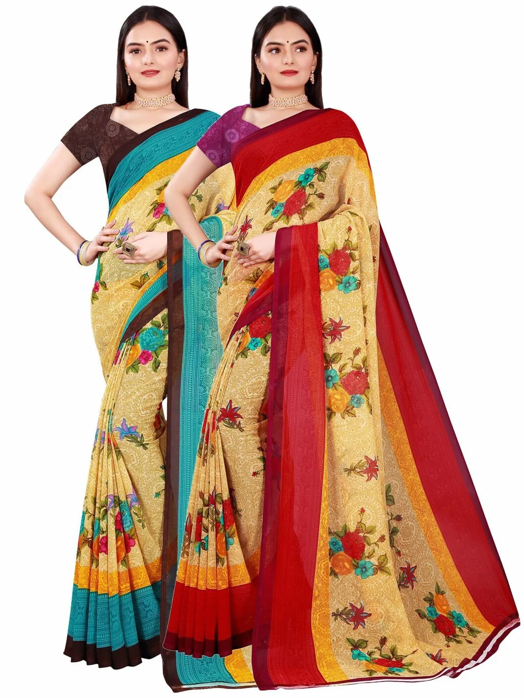 Damskie pomarańczowe sari - 18472590-CVO