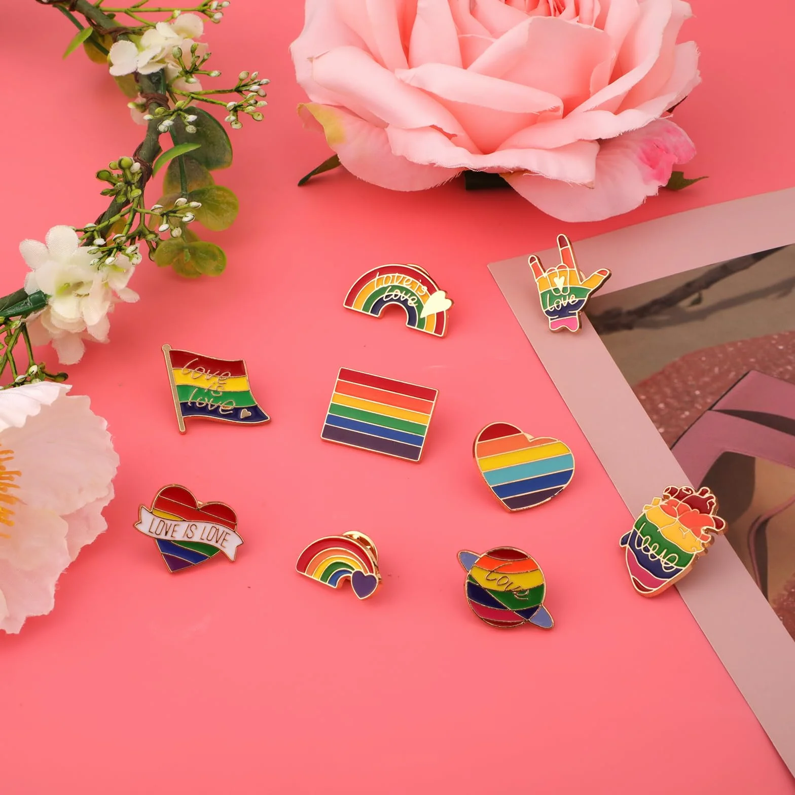 9 Sztuk Przypinka z Duma, Teczowa Duma Flaga Odznaka Gej LGBT Emalia Przypinki Duma Ally Pin Biseksualna Broszka dla Mezczyzn Kobiety Transplciowe Torby na Ubrania Kapelusze